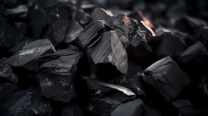 Close-up of black coal, energy fuel