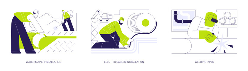 Underground utility installation abstract concept vector illustrations. - 756775698