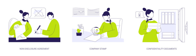 Corporate business paperwork abstract concept vector illustrations.