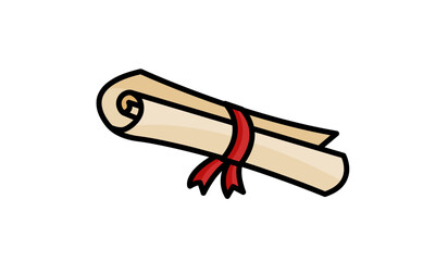 diploma rolled scroll, the symbol of graduation day, isolated vector element