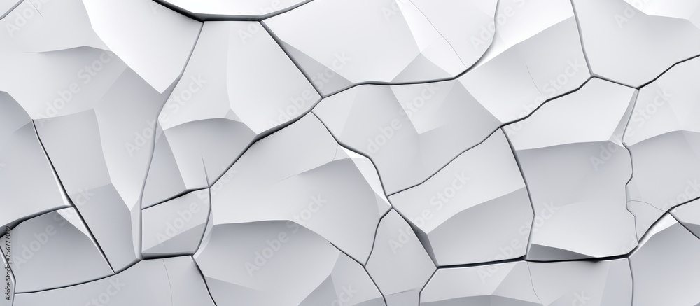 Poster a close up of a grey triangle pattern on a wall with geometric symmetry. the design resembles automo