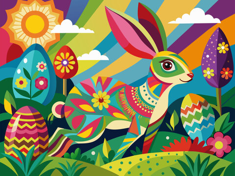 Retro Easter Poster: Vector Bunny
