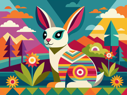 Easter Bunny Poster: 60's Illustration
