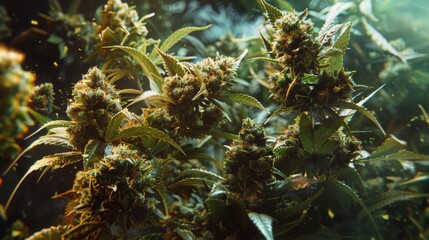 marijuana buds, weed art, high detailed, copy space, 16:9