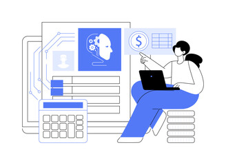 AI-Backed Payroll and Benefits Management abstract concept vector illustration.