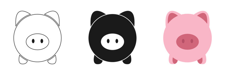 Pig icon. Set of vector illustration
