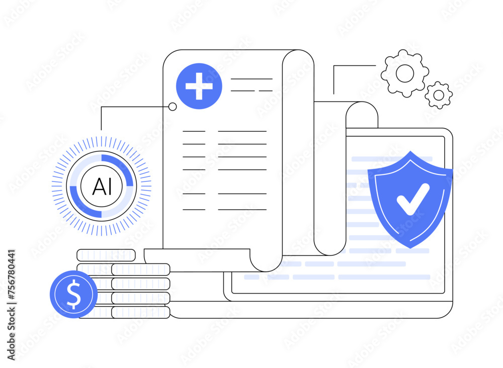 Poster ai-streamlined medical billing and coding abstract concept vector illustration.