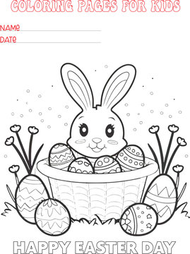 EASTER COLORING PAGE- FOR KIDS.EASTER COLORING PAGE- FOR KIDS.KIDS CAN DRAW OR COLOR THE BUNNY, FLOWER, AND PLANTS. IT CAN KEEP THEM BUSY.