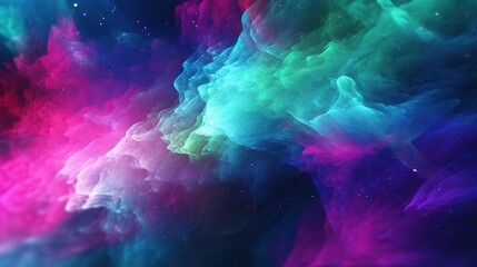 Abstract green blue and magenta color with particles moving for science background.