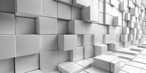 A white wall with a row of white blocks - stock background.