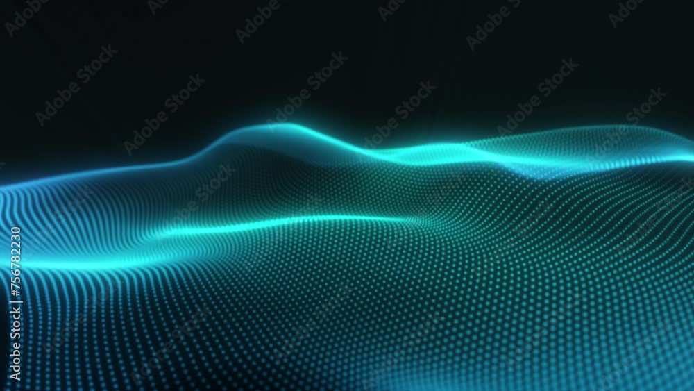 Wall mural abstract digital particle wave and lights background , digital particle cyber or technology backgrou