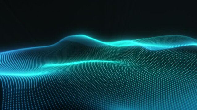 Abstract digital particle wave and lights background , Digital particle cyber or technology background, Animation of seamless loop.