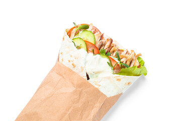 Tasty doner kebab isolated on white