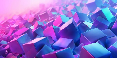 A colorful image of many blue and purple cubes - stock background.