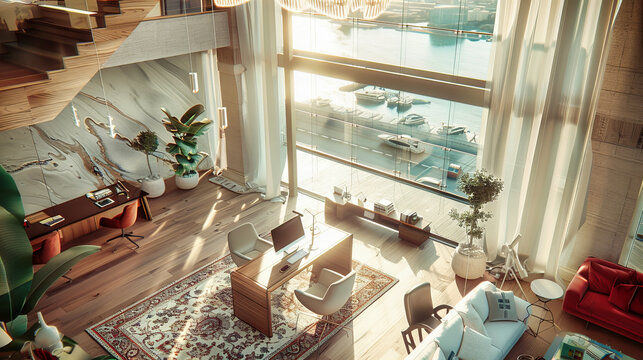 Cozy Modern Apartment Living Room with Comfortable Sofa, Chic Decor, and Bright Window View
