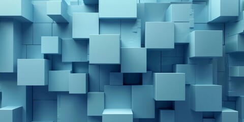 A blue wall made of cubes - stock background.
