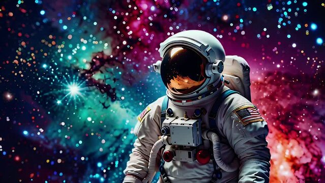 astronaut in Space seamless loop animation video