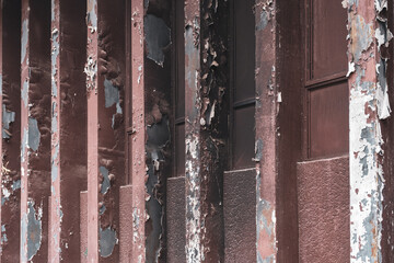 Abstract picture of the old concrete-metal facade