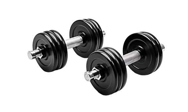 a pair of dumbbells on a white background