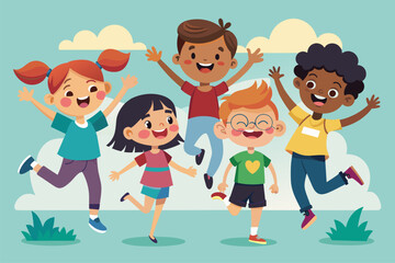 Vector illustration: Happy children, fun and games