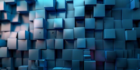 A blue background with many blue cubes - stock background.