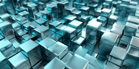 A close up of a bunch of cubes in a blue color - stock background.