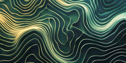 A green and yellow line pattern with a wavy texture - stock background.