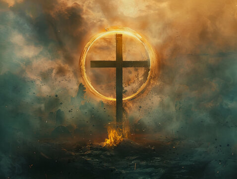 A cross and a halo, Christianity --ar 4:3 Job ID: 41193663-ef71-4a0a-979c-7a5aaa4befab