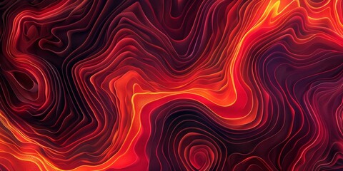 A red and black abstract painting with a lot of curves and swirls - stock background.