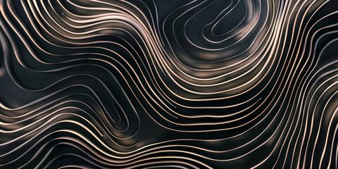 Fototapeta premium A black and gold wave pattern with a lot of detail - stock background.