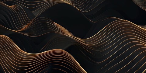 A black and gold wave pattern with a gold and black color scheme - stock background.