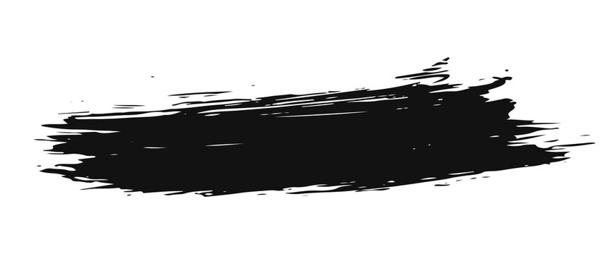 black staine brush, grunge banner, hand drawn splash. Grunge badge brush, hand drawn black