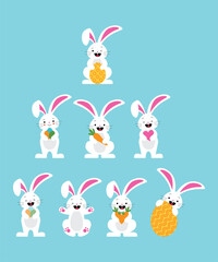 Easter Vectors Of 8 Adorable Easter Bunny Rabbit For Easter Sunday