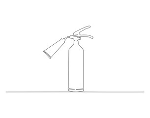 Continuous Line Drawing Of Fire Extinguisher. One Line Of Extinguisher. Fire Extinguisher Continuous Line Art. Editable Outline.