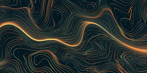 A black and orange line drawing of a wave - stock background.