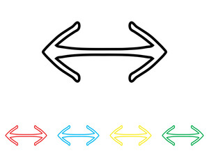 Double arrow icon vector. Two side icon sign symbol in trendy flat style. Set elements in colored icons. Two opposite horizontal arrow vector icon illustration isolated on white background