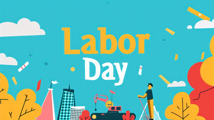 Poster for Labor Day. Flat illustration for cards, banners, etc