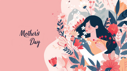 Illustration for Mother's Day. Flat illustration for banners, cards, etc