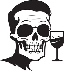 Crafted Brilliance: Drunken Skeleton Icon Design Unveiled Drunken Skeleton: Spirited Vector Black Logo Icon