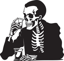 Toast to Vision: Drunken Skeleton Logo Vector Unveiled Sip on Creativity: Drunken Skeleton Vector Black Logo Icon