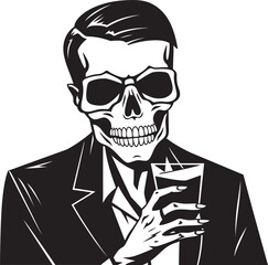 Toast to Innovation: Drunken Skeleton Logo Vector Crafted Drunken Skeleton: Pouring Inspiration into Vector Black Logo