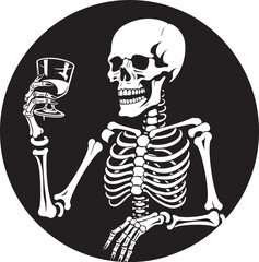 Toast to the Unknown: Drunken Skeleton Logo Vector Crafted Drunken Skeleton: Bringing Elegance to Vector Black Logo
