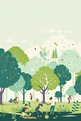 Arbor Day banner. Flat illustration Ready-made template for Banners, Postcards, etc - obrazy, fototapety, plakaty