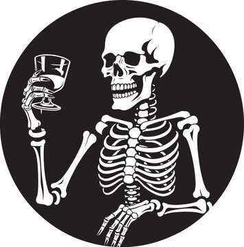 Toast to the Unknown: Drunken Skeleton Logo Vector Crafted Drunken Skeleton: Bringing Elegance to Vector Black Logo