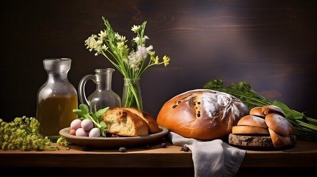 still life with Easter bread