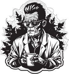 Crafted in Green: Frenkestein's Black Vector Cannabis Icon Raise the Bar: Frenkestein Smoking Cannabis Black Icon Design