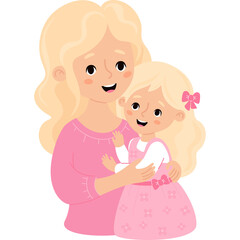 Cute mother blonde with daughter