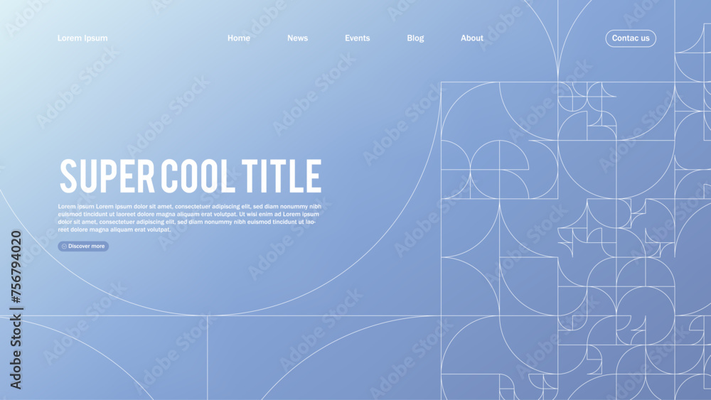 Poster landing page abstract design with memphis elements. template for website or app.