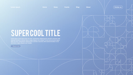 Landing page abstract design with memphis elements. Template for website or app.