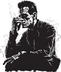 Roll, Light, Design: Frenkestein's Cannabis Vector Icon in Black High on Style: Frenkestein Smoking Cannabis Black Logo